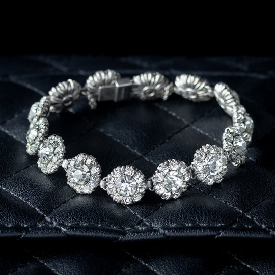 Antique Edwardian Paste Floral Bracelet Silver