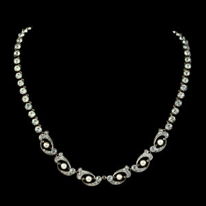 Antique Edwardian Paste Pearl Riviere Necklace Silver Circa 1905 front2