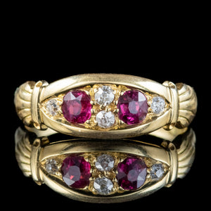 Antique Edwardian Ruby Diamond Ring 0.44ct Ruby Dated 1902