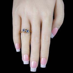 Antique Edwardian Sapphire Diamond Daisy Twist Ring 0.20ct Of Sapphire