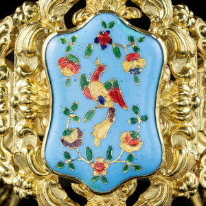 Antique Georgian Cuff Bangle Enamel Peacock Centrepiece 