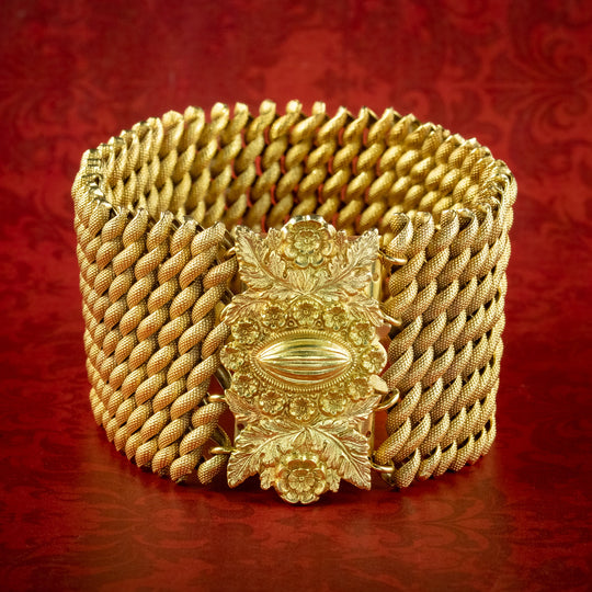 Antique Georgian Cuff Bracelet Pinchbeck 18ct Gold Gilt