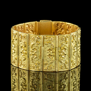 Antique Georgian Floral Cuff Bracelet Pinchbeck 18ct Gold Gilt