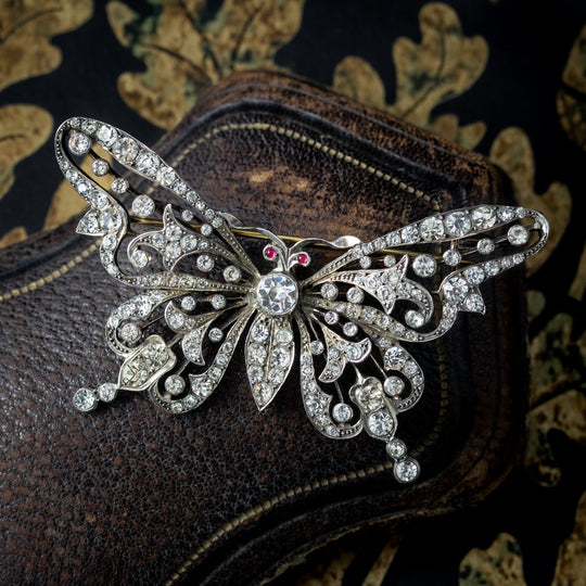 Antique Georgian Paste Butterfly Brooch Silver
