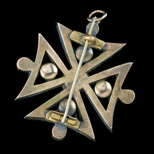 Antique Georgian Paste Maltese Cross Pendant Silver Gold Gilt