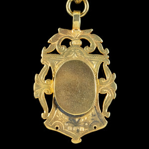Antique Victorian Albert Chain With Medallion Silver 18ct Gold Gilt Dated 1897