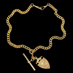 Antique Victorian Albert Chain With Medallion Silver Gold Gilt 