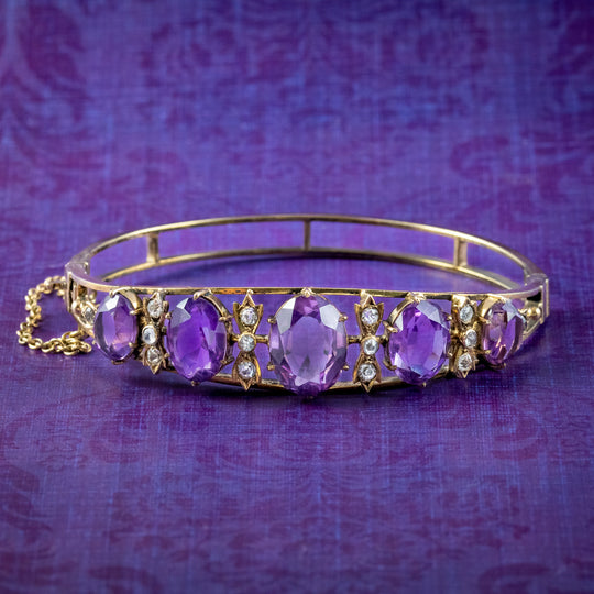 Antique Victorian Amethyst Bangle 16ct Of Amethyst
