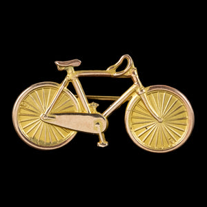 Antique Victorian Bicycle Brooches 9ct Gold Dated 1888