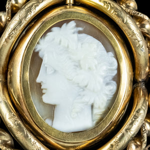 Antique Victorian Cameo Swivel Brooch Gold Cased