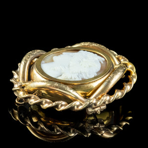 Antique Victorian Cameo Swivel Brooch Gold Cased