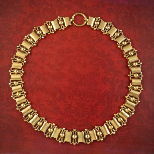 Antique Victorian Collar Necklace Sterling Silver 18ct Gold Gilt