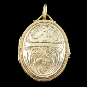 Antique Victorian Floral Family Locket 9ct Gold Back And Front