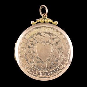Antique Victorian Floral Heart Locket 9ct Gold Back And Front