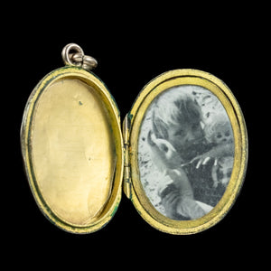 Antique Victorian Forget Me Not Locket 9ct Gold Back And Frontb
