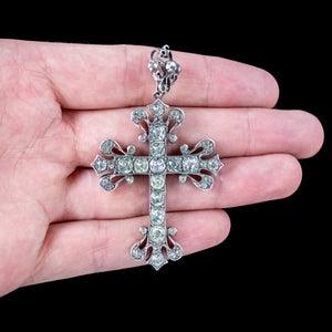 Antique Victorian French Paste Cross Pendant Silver 