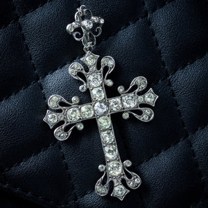Antique Victorian French Paste Cross Pendant Silver 