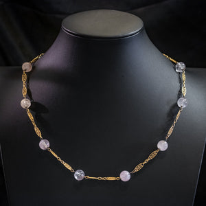 Antique Victorian French Rose Quartz Necklace