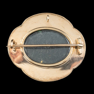 Antique Victorian Guilloche Enamel Garnet Pearl Locket Brooches 9ct Gold