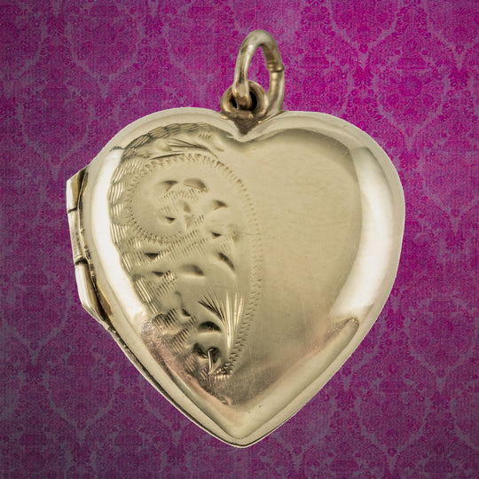 Antique Victorian Heart Locket 9ct Gold Back And Front