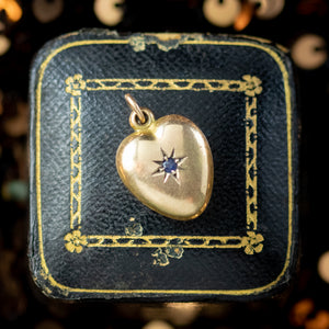 Antique Victorian Iolite Heart Pendant 9ct Gold