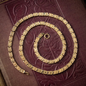 Antique Victorian Ivy Book Chain Necklace Gold Gilt
