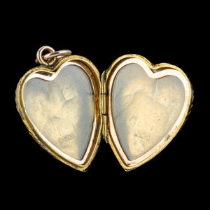 Antique Victorian Ivy Heart Locket 9ct Gold Dated 1886