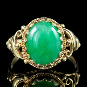 Antique Victorian Jade Solitaire Ring 