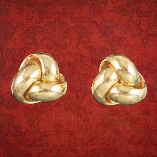 Antique Victorian Love Knot Stud Earrings 9ct Gold