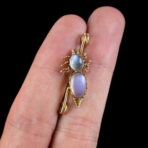 Antique Victorian Moonstone Beetle Brooches 18ct Gold Circa 1900