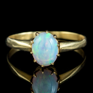 Antique Victorian Natural Opal Solitaire Ring 1.6ct Opal