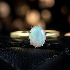 Antique Victorian Natural Opal Solitaire Ring 1.6ct Opal