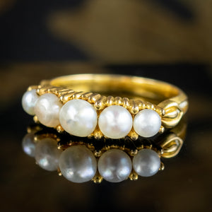 Antique Victorian Natural Pearl Five Stone Ring