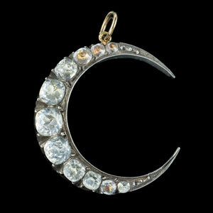 Antique Victorian Paste Crescent Moon Pendant Silver