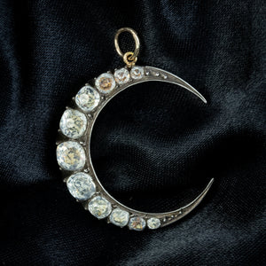 Antique Victorian Paste Crescent Moon Pendant Silver