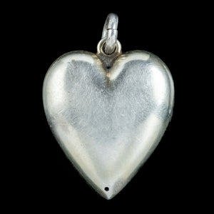 Antique Victorian Paste Heart Pendant Silver Circa 1890 back
