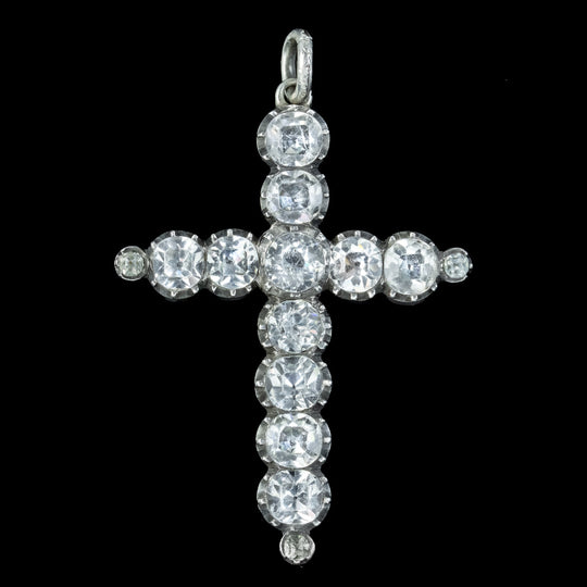 Antique Victorian Paste Silver Cross Pendant
