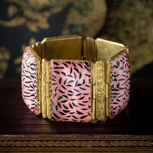Antique Victorian Pink Glass Cuff Bracelet