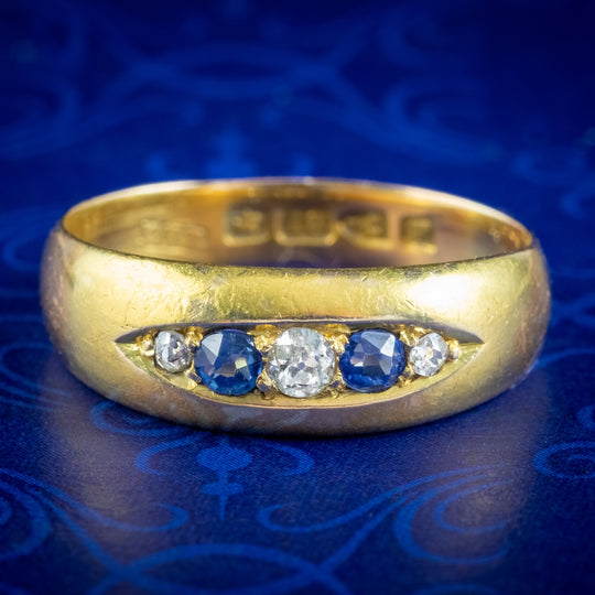 Antique Victorian Sapphire Diamond Band Ring Dated 1891