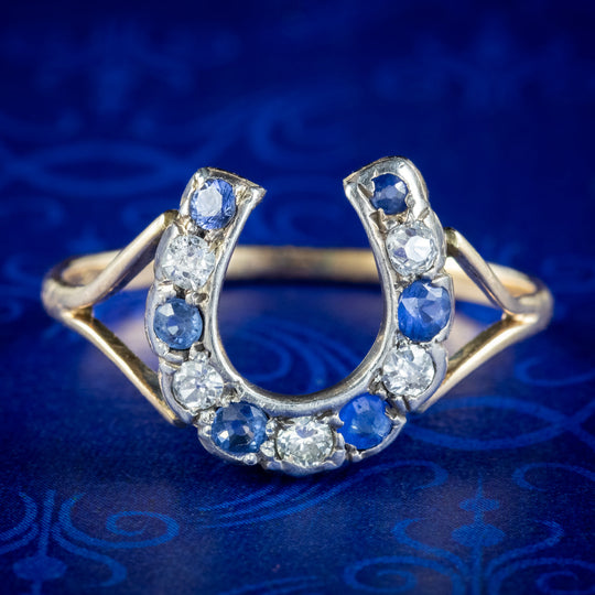 Antique Victorian Sapphire Diamond Horseshoe Ring