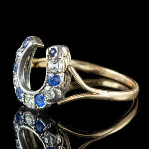Antique Victorian Sapphire Diamond Horseshoe Ring 