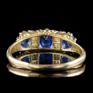 Antique Victorian Sapphire Diamond Ring 0.70ct Total Dated 1897