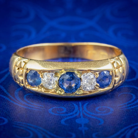 Antique Victorian Sapphire Diamond Ring Dated 1893