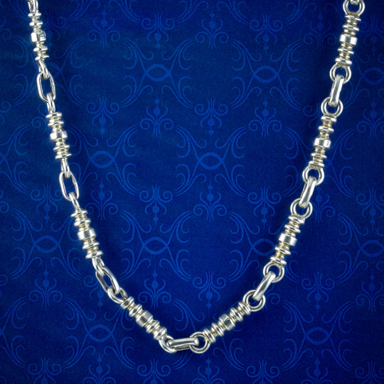 Antique Victorian Sterling Silver Bar Link Chain