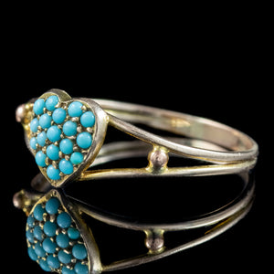 Antique Victorian Turquoise Heart Ring 
