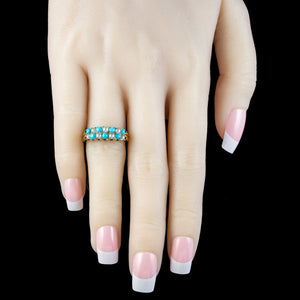 Antique Victorian Turquoise Pearl Checkerboard Ring