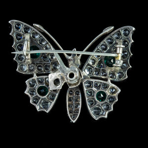 ANTIQUE VICTORIAN PASTE STONE BUTTERFLY Brooches SILVER CIRCA 1880
