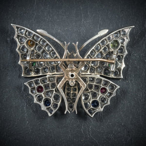 ANTIQUE VICTORIAN PASTE BUTTERFLY Brooches SILVER CIRCA 1900