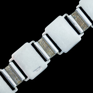 Art Deco Enamel Playing Card Bracelet Silver