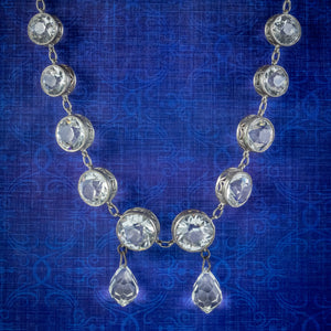 Art Deco French Paste Riviere Necklace Silver Circa 1920